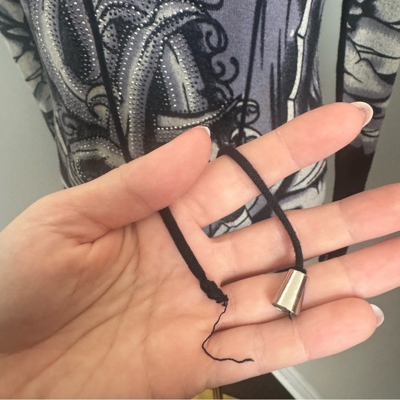 Christian Audigier Hoodie Dress – Gothic Tattoo Print, Rhinestone, LA Streetwear - Picture 8 of 15